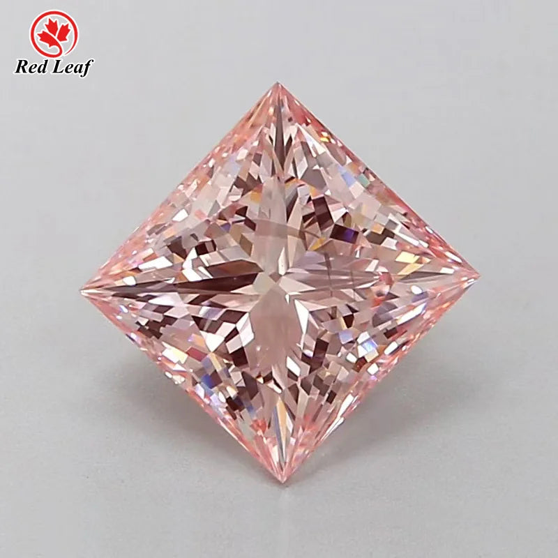 Redleaf Fancy Pink Color Lab Grown Diamond 1CT Square Princess Cut HPHT Lab Created Diamond With IGI Certificate for Jewelry