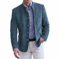 RNSHANGER Stand Collar Men's Suit Jacket Casual Single Breasted Solid Color Corduroy Blazer Streetwear Vintage Outerwear Jacket