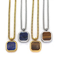 Wholesale Custom Men Fashion Design Simple Gold Chain Necklace Stainless Steel Necklace Lapis Lazuli Tiger Eye Geometric Jewelry