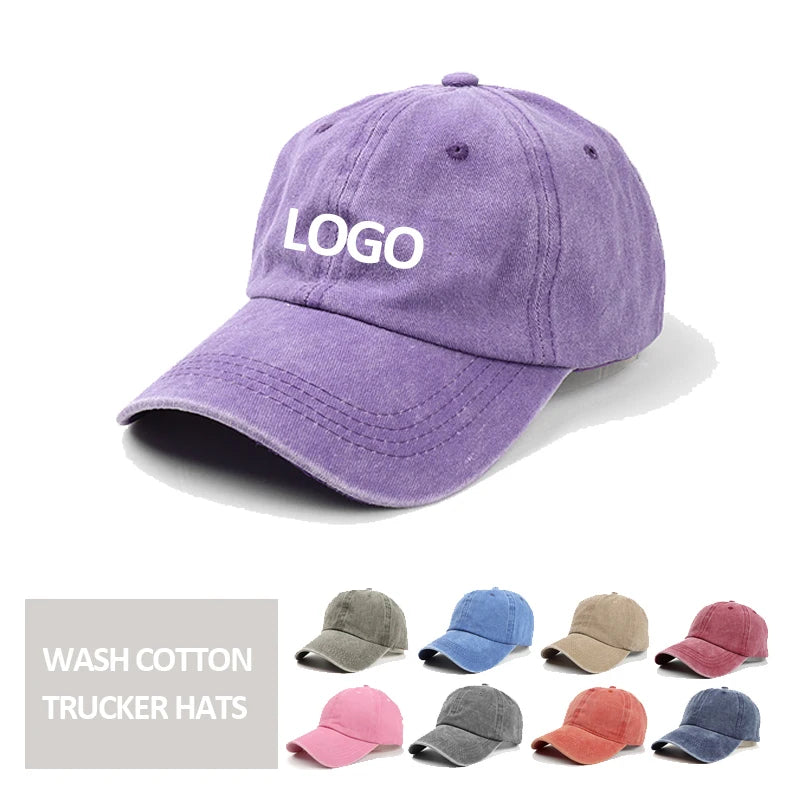 Vintage Washed Cotton Designer 6 Panel Buckle Women and Mens Baseball Caps Hat Custom Embroidered Logo Distressed Dad Hat