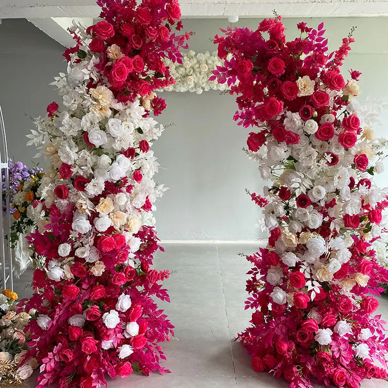 Color Mixing Horn Artificial Flower Arch Backdrop Decoration for Wedding Decoration