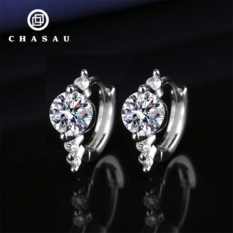 2024 New Design Moissanite Diamond Earrings 925 Sterling Silver Hoop Earring Moissanite Statement Earrings for Women