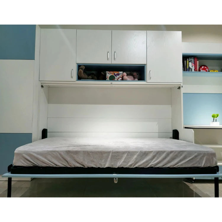 Saving Space Wall Bed Mechanism Manual Horizontal Hide Fold Wall Bed Frame With Table Desk Leg