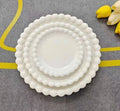 ZK230165-3 White Round Beaded Ceramic Wedding Plates for Catering Ceramic Serving Plates