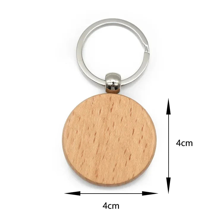 Wholesale Factory Price Handmade Wooden Keychain Blank Round Key Tag with Custom logo
