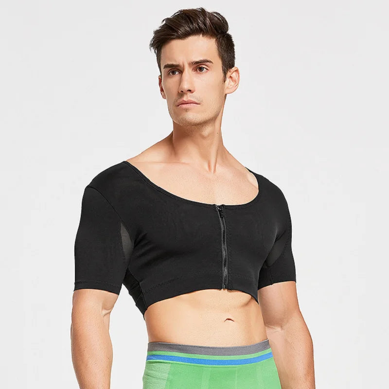 Men's Quick-Drying Outdoor Sports Tank Top Short-Sleeved Fitness Corset with Corset Underwear Belly Shaping T-Shirt
