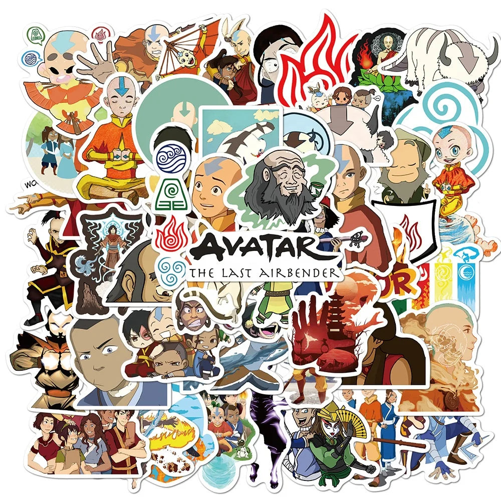 50Pcs The Last Airbender Cartoon Sticker For Kids Children Gift Toy Table Notebook Luggage Laptop Anime PVC Vinyl Stickers