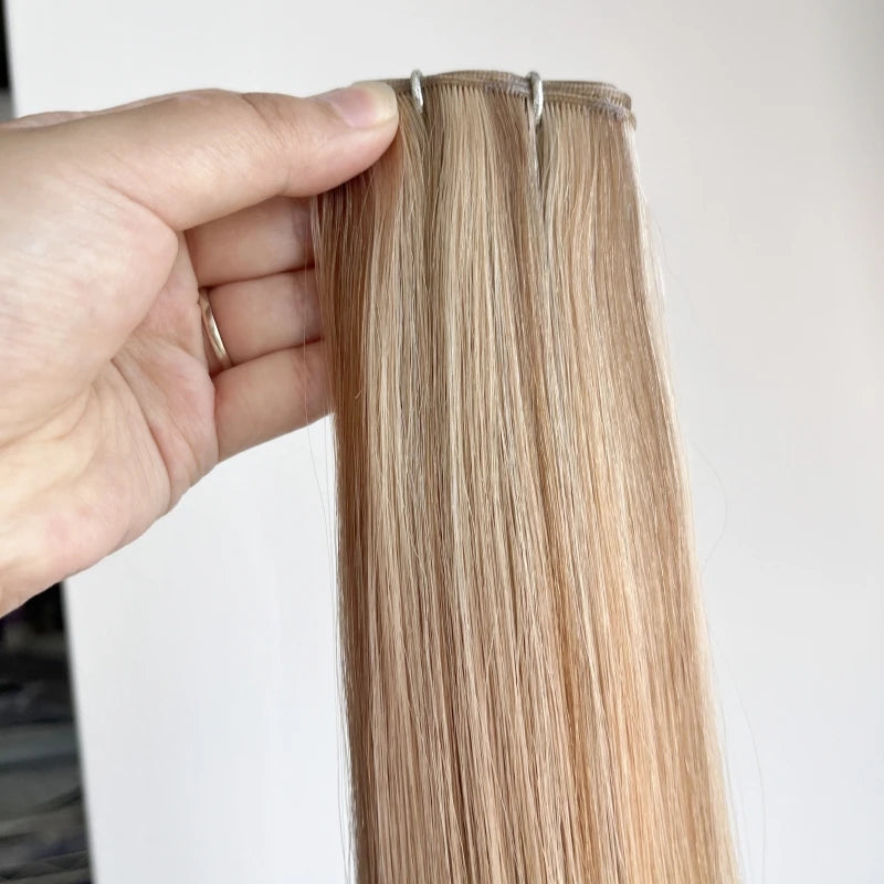 Top Quality Slavic Genius Weft Hair Extensions Hand Tied Hair Extensions Raw Human Hair Seamless Weft Invisible