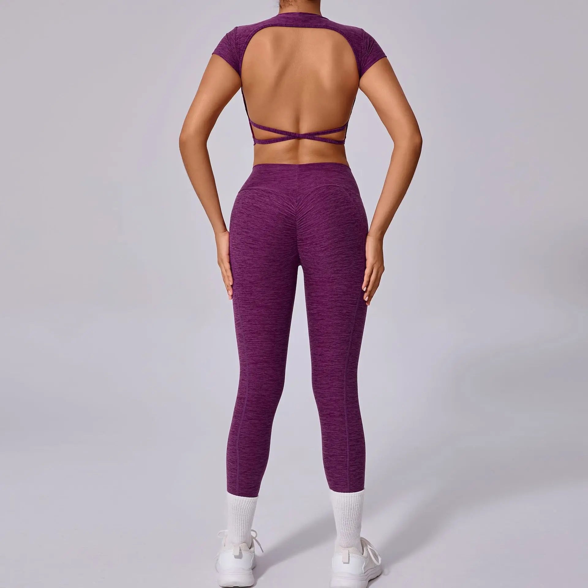 Summer Casual Solid Sportswear Two Piece Sets Long Suit Women  Crop Top Ad Drawstring Leggings Matching Set Athleisure Outfits