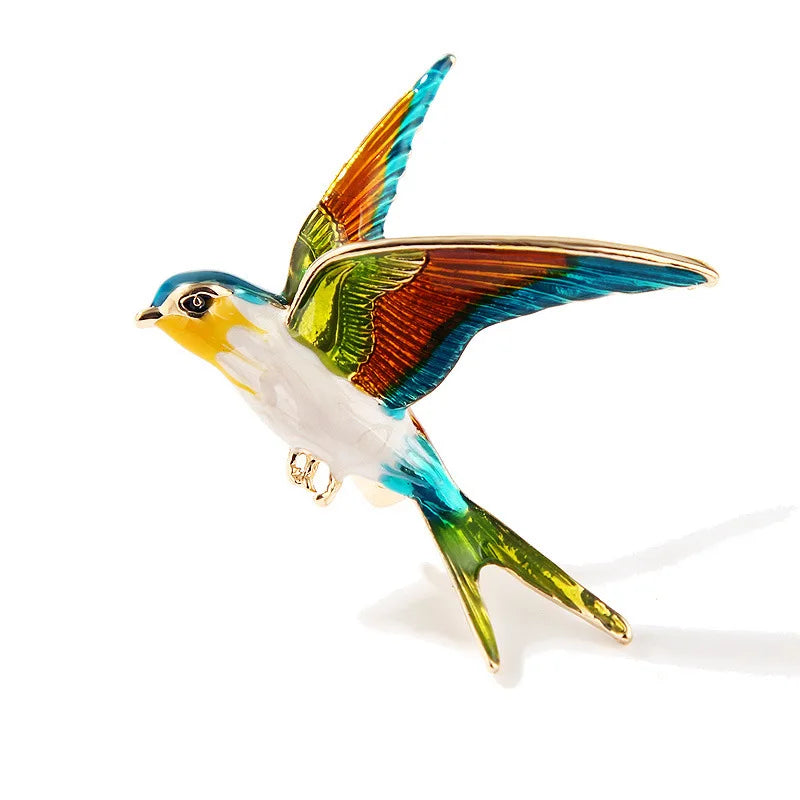Enamel Flying Swallow Brooch Pins for Women Animal Bird Brooch Jewelry Gift