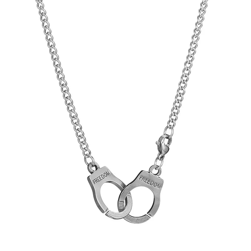 Creative Handcuffs Stainless Steel Necklace Fashionable Men's and Women's Trendy Ins Hip-hop Inspired Men's Pendant