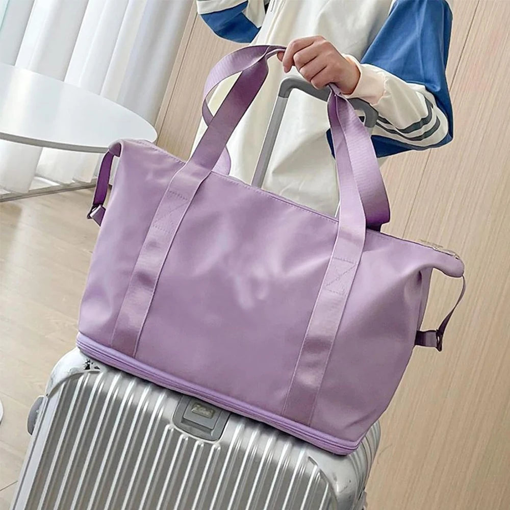 Travel Duffel Bag for Women and Men Waterproof Expandable Weekender Overnight Bag Carry on Tote Bag