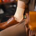 176N Customized High-end Quality Men's Mercerized Cotton Dress Socks Fashion Design Breathable Deodorant 60s Knitting Crew Socks