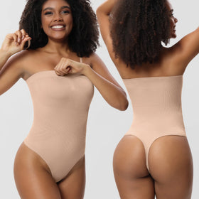 Women Sleeveless Scoop Neck Tank Top Thong Bodysuits Removable Shoulder Strap Portable Hook Crotch Corset