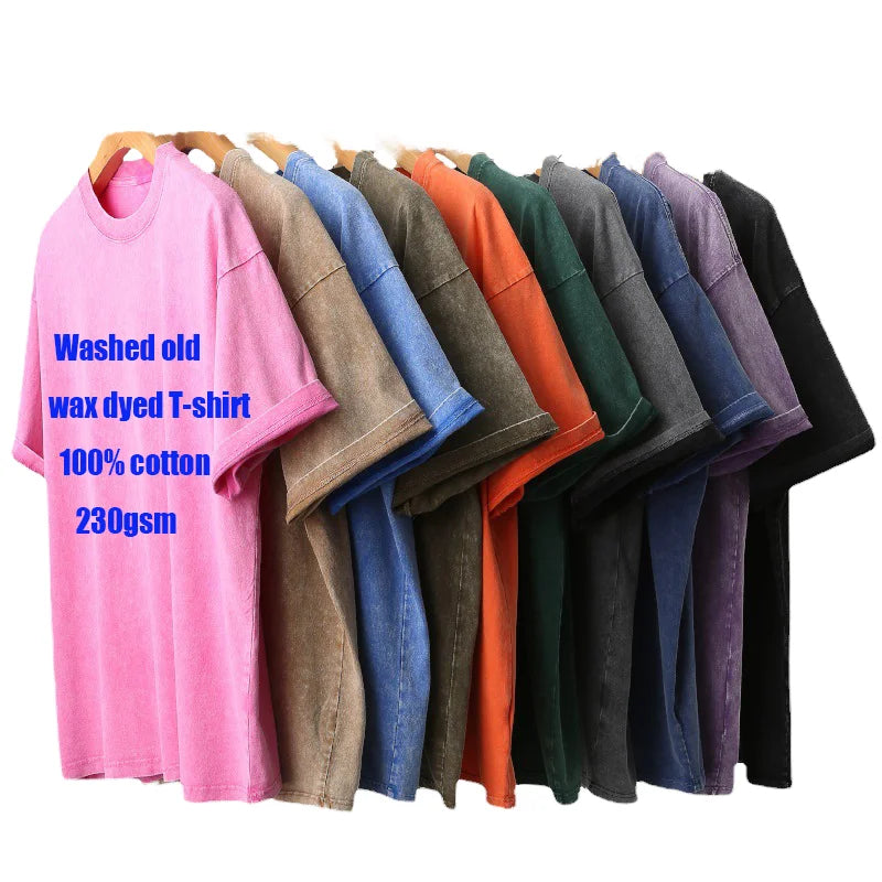 2026 Hot Sale Comfortable Stylish Men's Casual Street Oversized Acid-Washed T-Shirts Design Blank DTG Printing