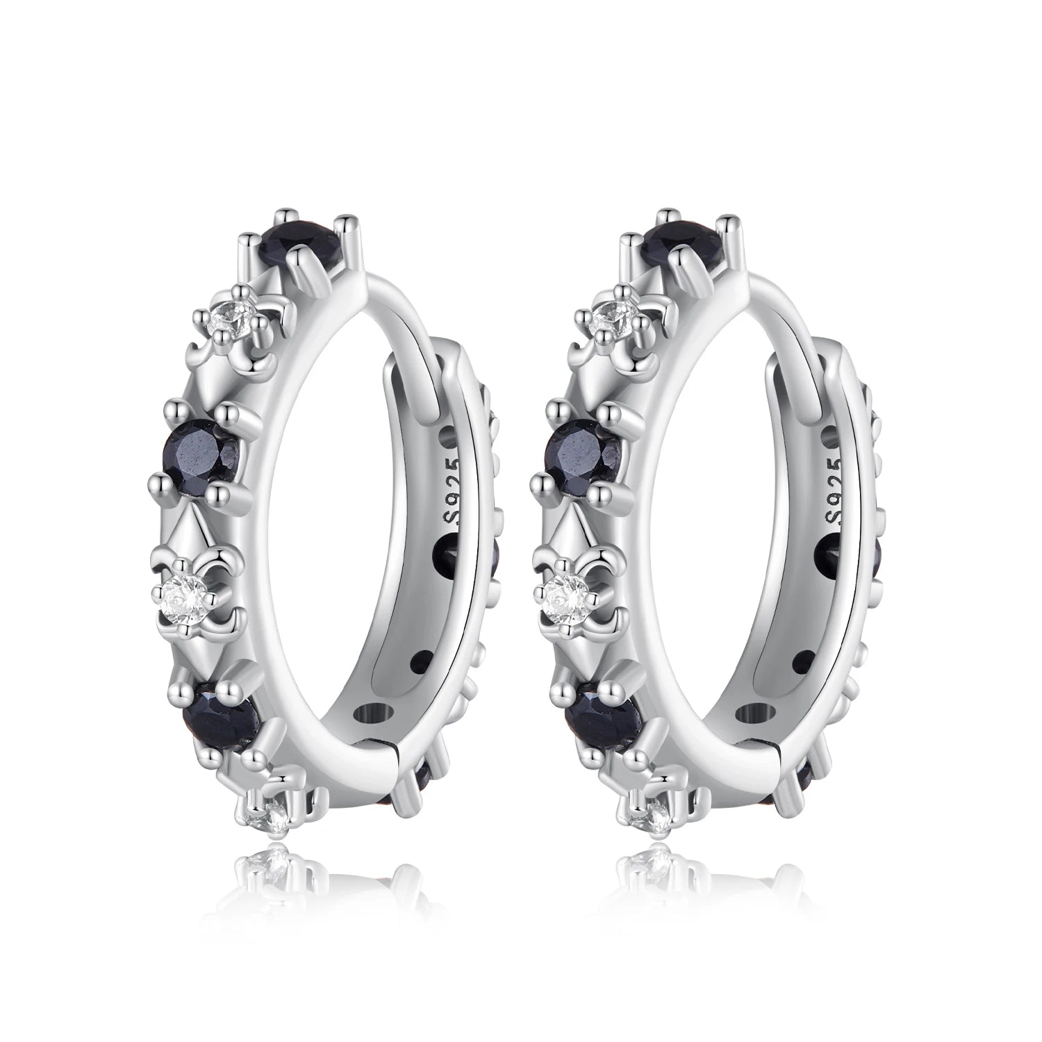 Wholesale 925 Sterling Silver Vintage Fashion Hoop Earrings for Women Iris Ear Buckle Fine Jewelry SCE1605-BK