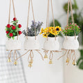 Wholesale Creative Wind Chime Ornament Fashion Mini Hang Ceramic Succulent Plants Pot Fashionable Porcelain Vases