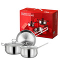 3pcs 410 Pots Pans Set Stainless Steel Nonstick Cookware Sets for Home
