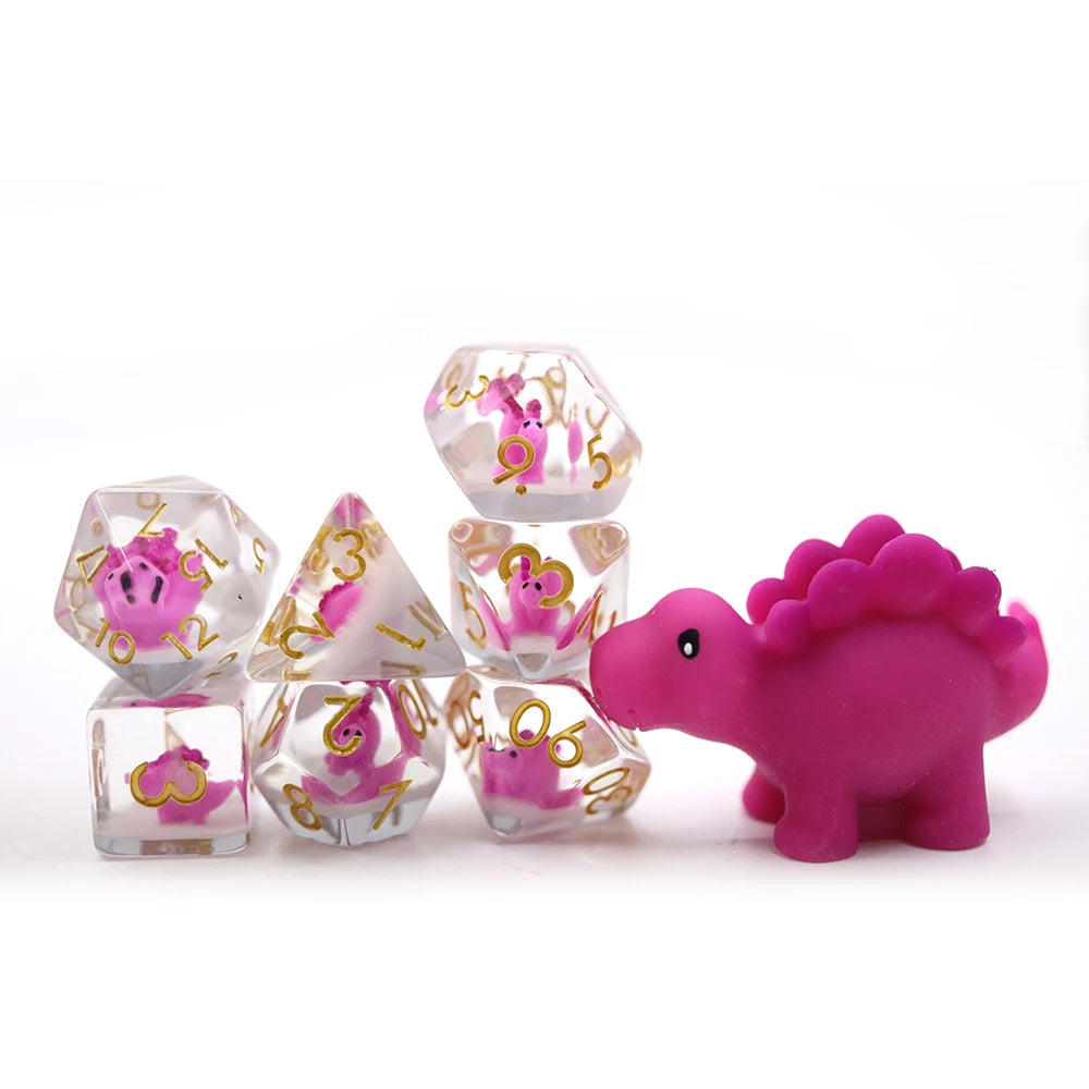 New Low-cost 16mm Game Dice Set with DND Inclusion Hot pink Slugfest Animal Transparent Soft Edge Resin