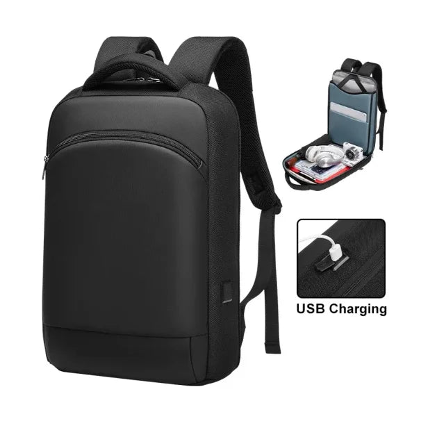 Men's Lightweight Oxford Computer Backpack USB Anti-Theft Waterproof Zipper Closure 15.6" Laptop Bag for Business Office Use