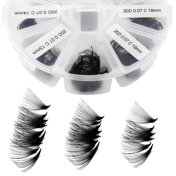 Korean Handmade Silk Promade Lash Fans Eyelash Extension Long Stem Pointy Base Premade Fan Loose