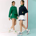 Custom Logo Anti-UV 2 Piece Loose Tennis Set Stand Collar Jacket With Skirt Golf Yoga Sport Running Thin Outdoor Skirt Set