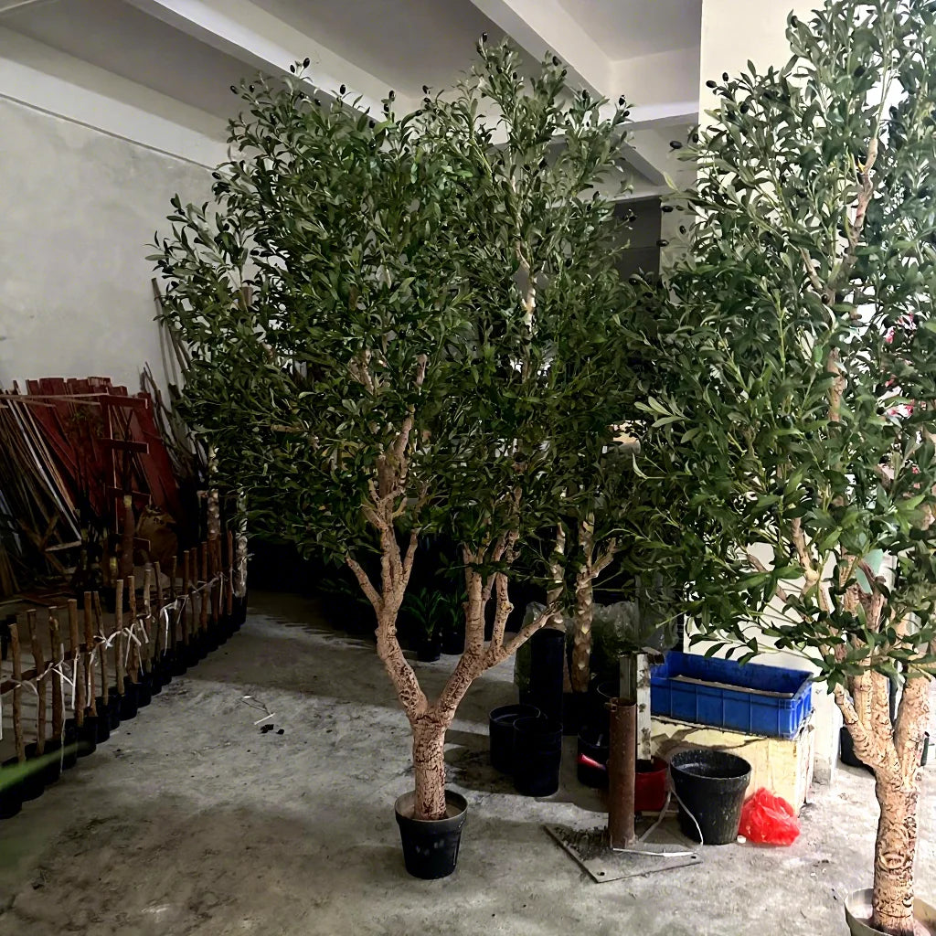 150 180 210cm Green Landscape Indoor and Outdoor Fake Fruit Artificial Olive Tree Potted Plant for Home Office Living Room Decor