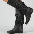 Wholesale Solid Color Rubber Sole Non-slip Woman Shoes New Arrivals 2024 Ladies Casual Girls Flats Knee High Leather Boots