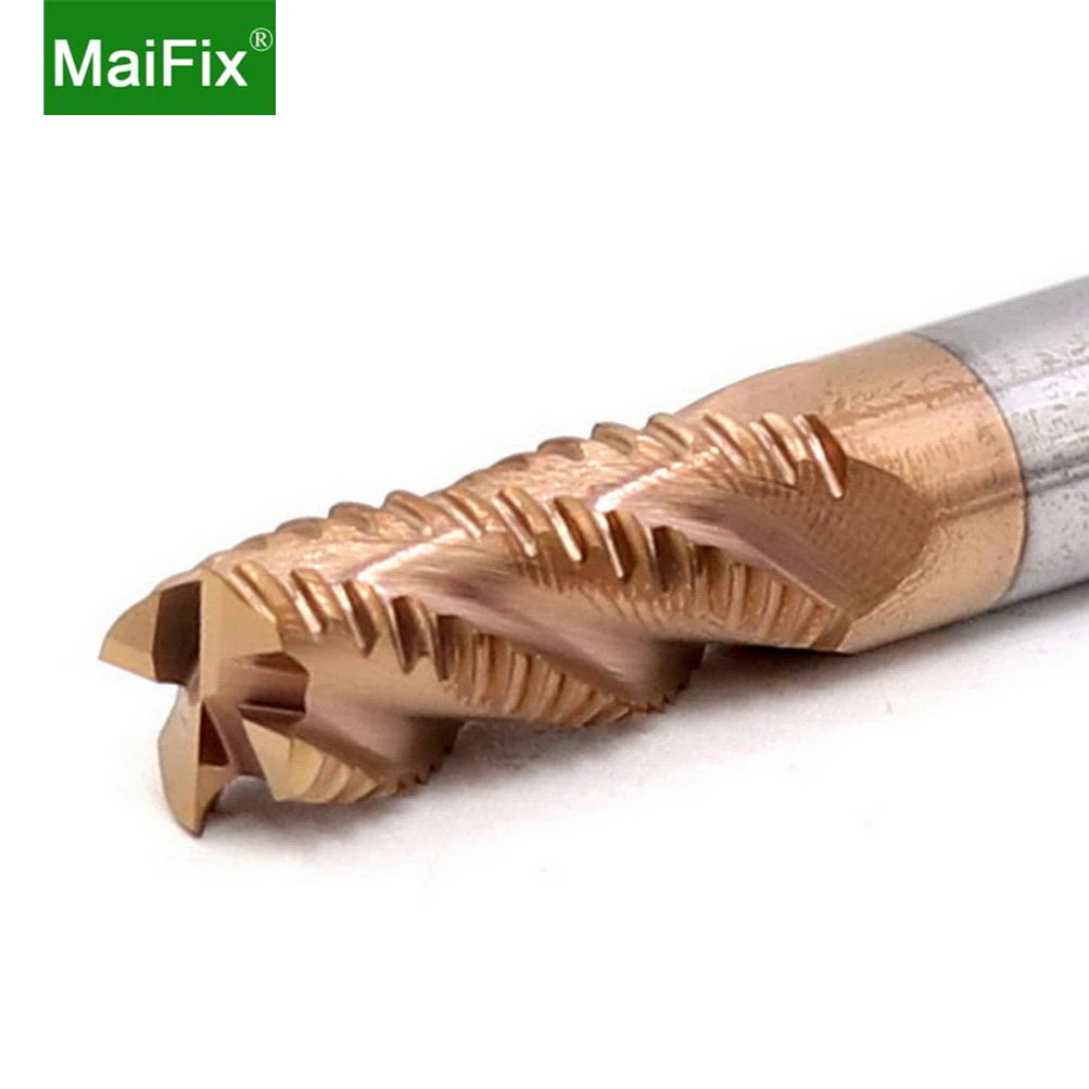 Maifix 4 Flute Milling Cutter Roughness Bronze Coated Tungsten Carbide Stainless Steel CNC Rough End Mills MegaBDM