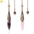 CSJA Natural Healing Dowsing Pendulums Crystal Vintage Pendulos Pendule for Divination Christmas Jewelry G653