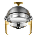 New Arrival Commercial Round Stainless Steel Roll Top Chafing Dishes Silver Food Warmer Buffet for Hotels & Restaurants