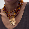 2025 New Arrival Fashion Jewelry Bohemian Handmade Beaded Acrylic Flower Multi Layer Link Chain Chokers Women's Necklace