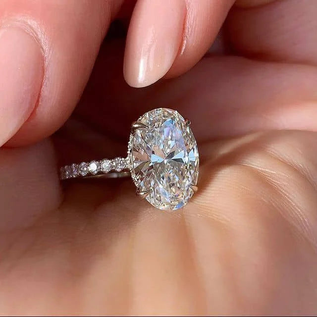 3CT Oval Cut Ring 14K Solid Gold VVS Moissanite Wedding Engagement Ring