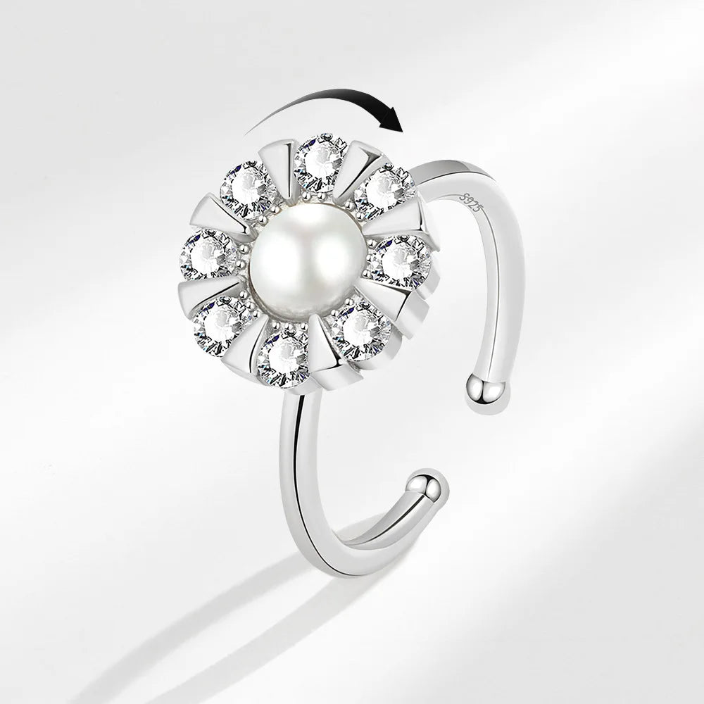 Cubic Zircon Adjustable Rotatable Calming Worry Fidget Anxiety Diamond Ring Relieving Anxiety Stress Fidget Spinner Rings