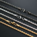 Hot Selling Fashion 3mm Hip Hop Punk Stainless Steel Twist Chain Real Gold Color Preserving Electroplated  Steel Necklace