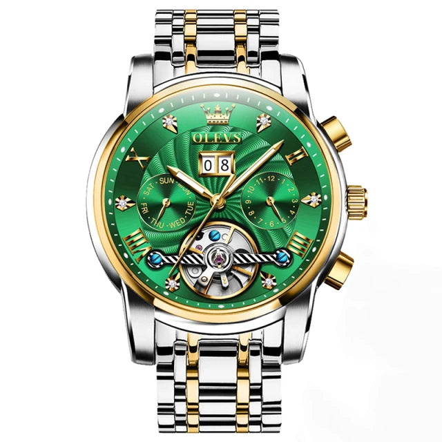 OLEVS 9910 2022 Luxury Men Mechanical Watches Automatic Stainless Steel Waterproof Relogos Olevs Transparent Men Fashion Watch