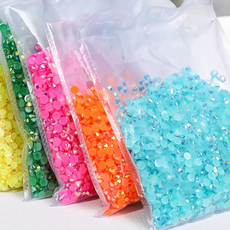 Wholesale Non Hot Fix Flat Back Transparent and ab Jelly Resin Rhinestones 2/3/4/5/6mm Resin Flat Back Rhinestones Bulk