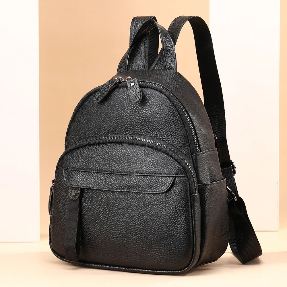 Westal Ladies Leisure Sports Student Schoolbag Backpack Leather Small Travel Backpack Genuine Leather Women Backpack