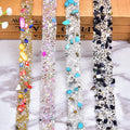 Hot Fix Colorful Crystal Stones Banding Wedding Applique Iron on Rhinestone Pearl Beads Tape Trim for Clothes Decoration