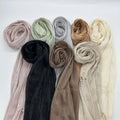 Ladies' Chiffon Hijab Shiny Silk Shawl Bow Embroidered Scarf Bright Colored  Chiffon Smooth and Wrinkled Shimmer Hijab Shawl