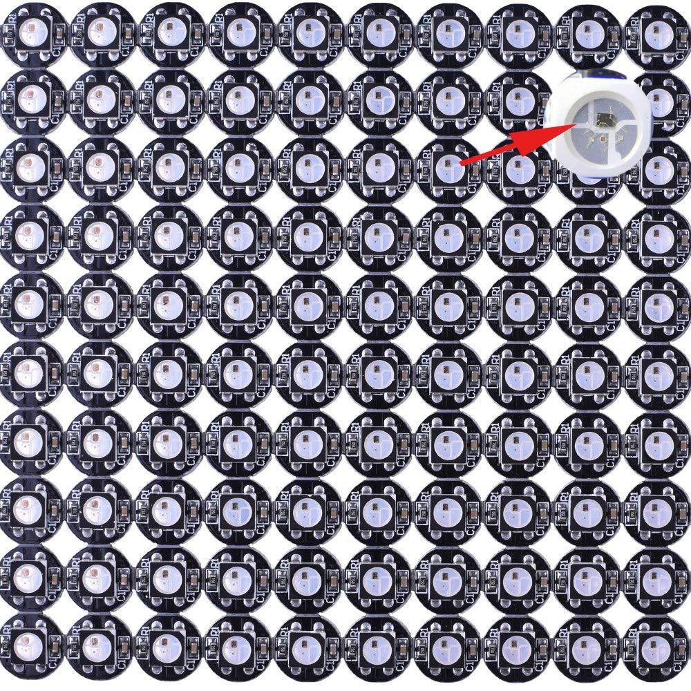 100 Pcs DC5V WS2812B LED Individually Addressable WS2811 IC White/black PCB 2812b Led Heatsink (10mm*3mm) Board SMD5050 Built-in