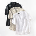 Traditional Chinese Linen Men's Retro Braided Breathable Eco-Friendly Summer Vintage Style Collarless Pullover Shirt