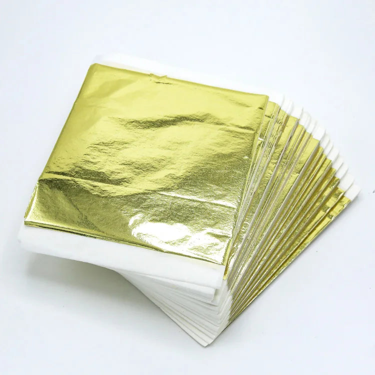 Gilding Gold Leaf for Arts&Crafts Furniture Taiwan Champagne Gold Foil Imitation Gold Leaf Foil Paper Sheets 14*14 cm