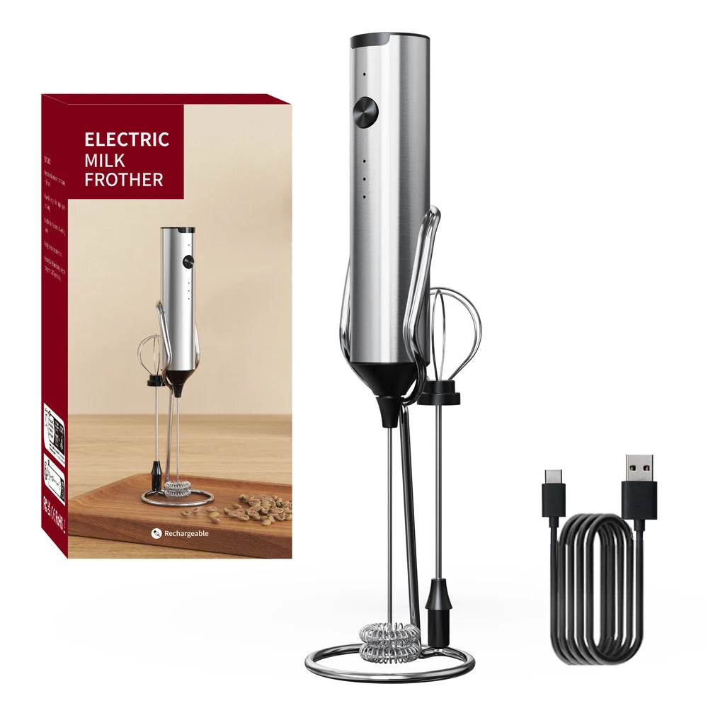 Wholesale USB Rechargeable Handheld Milk Frother Eco-Friendly Electric Foamer Coffee Mixer for Matcha Collagen