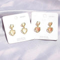 GT 2022 S925 Silver Needle Personality Ladies Earrings Electroplating Alloy Diamond Shiny Heart Opal Earrings for Women Girls