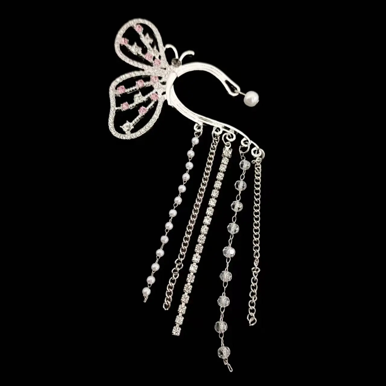 Silver Color Crystal Butterfly Earrings Ear Clips Ear Cuff for Women Non-Piercing Zircon Clip Earrings Party Jewelry Gifts