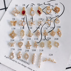 Delicate Gold Plated Color Zircon Swan Butterfly Owl Elk Flower Pendant for Diy Earrings Necklace Bracelet Jewelry Accessories