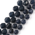 Natural 8/10MM Olive Shape Faceted Dark Blue Sapphire Semi Gemstone Loose Beads 15 Inches for Bracelet DIY Making Jewelry