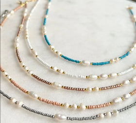 Vintage Wholesale Baroque Rice White Fashion Choker Chain Freshwater Waterproof Jewelry Women Pearl Beads Necklace Colorful