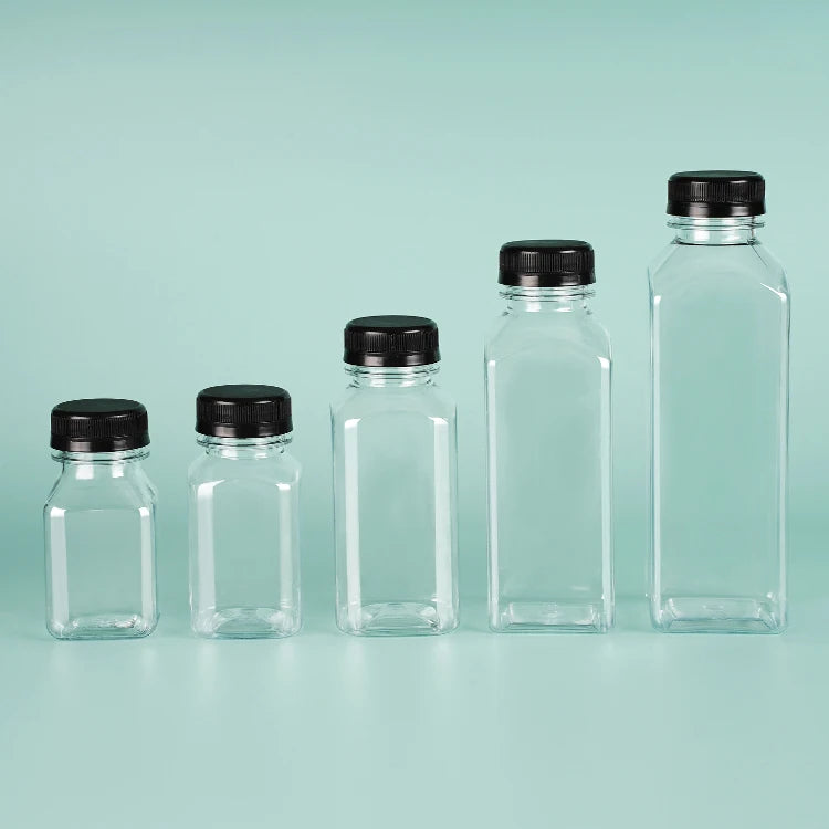 Wholesale 400ml 500ml PET Plastic Juice Bottle Disposable Transparent Black White Cover Small Convenient Milk Bottle